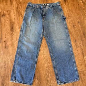 Calvin Klein Jeans Mens 32x30 Worker Carpenter Pants Blue Denim Wide Leg Vintage